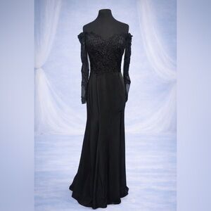 Elegant Black Off-Shoulder Evening Gown